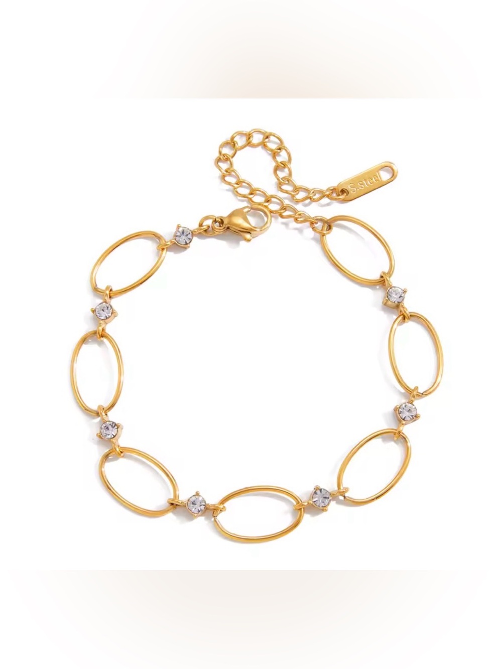 Gold Crystal Link Bracelet -